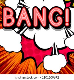 Cloud frame for bang expression, popart speech bubble, style comic book 