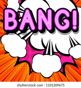 Cloud frame for bang expression, popart speech bubble, style comic book 