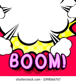 Cloud frame for boom expression, popart speech bubble, style comic book 