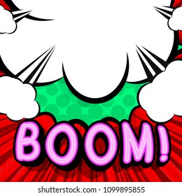 Cloud frame for boom expression, popart speech bubble, style comic book 