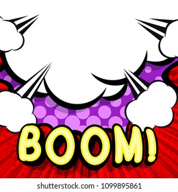 Cloud frame for boom expression, popart speech bubble, style comic book 