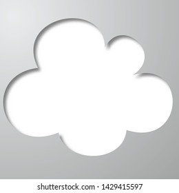 Cloud frame for a card or picture. Mockup template with shadow