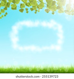 Cloud Frame On Sky Background. Vector Illustration.
