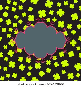 Cloud Frame Print in pink green and gray colors.
