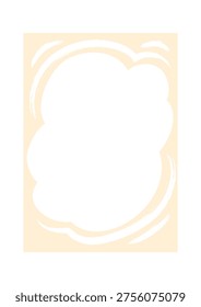 Cloud frame with rounded swirls and soft border, leaving central copy area for text or photo. Suggests childhood, innocence, nursery theme, and story time layout. Cartoon vector illustration.