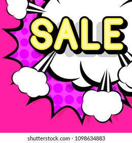 Cloud frame for sale expression, popart speech bubble, cómic de estilo 