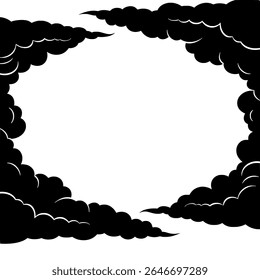Cloud Frame Vector - Decorative Border in Cloud Silhouette Style for Weather and Background Design