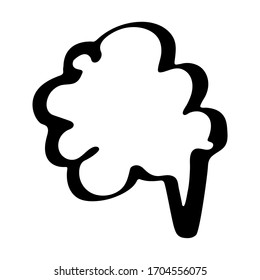 Marco de nube para el texto. Dibujo de pluma y tinta. Negro sobre blanco. Imagen aislada. Ilustración vectorial.