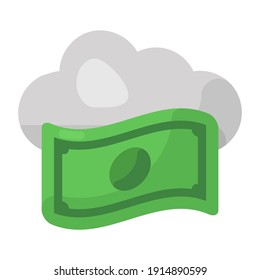 
Cloud funding icon in editable style, cloud with banknote 