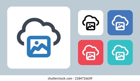 Cloud Gallery icon - vector illustration . Cloud, Image, Picture, Photo, Storage, Save, Upload, Gallery, line, outline, flat, icons .