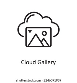 Cloud Gallery Outline Icon Design illustration. Web Hosting And Cloud Services Symbol on White background EPS 10 File