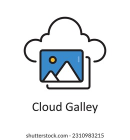 Cloud Galley Filled Outline Icon Design illustration. Art and Crafts Symbol on White background EPS 10 File
