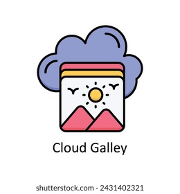 Cloud Galley vector filled outline Icon Design illustration. Graphic Design Symbol on White background EPS 10 File