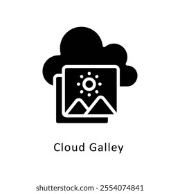 Cloud Galley vector Glyph Cricle Icon.Eps file 10