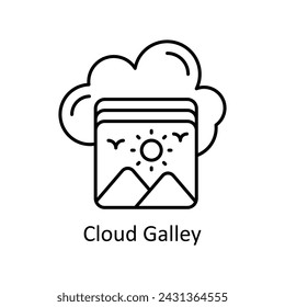 Cloud Galley vector outline Icon Design illustration. Graphic Design Symbol on White background EPS 10 File