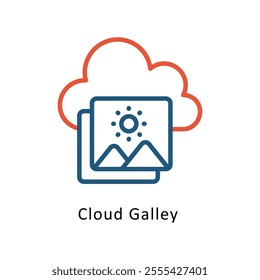 Cloud Galley Vector Two Colors Outline Icon. Eps file 10