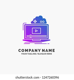 Cloud, game, online, streaming, video Purple Business Logo Template. Place for Tagline.