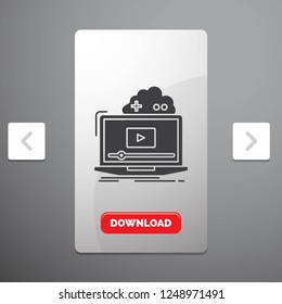 Cloud, game, online, streaming, video Glyph Icon in Carousal Pagination Slider Design & Red Download Button