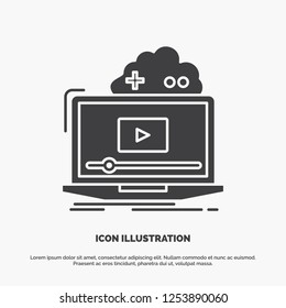 Cloud, game, online, streaming, video Icon. glyph vector gray symbol for UI and UX, website or mobile application