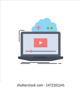Cloud, game, online, streaming, video Flat Color Icon Vector