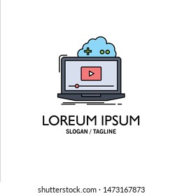 Cloud, game, online, streaming, video Flat Color Icon Vector
