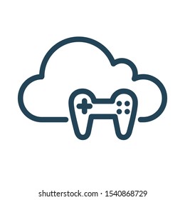 Cloud gaming. Cloud Computing Icon. Simple outline icon style. Perfect symmetrical. 