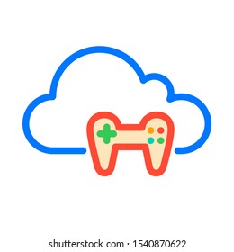 Cloud gaming. Cloud Computing Icon. Simple outline icon style. Perfect symmetrical. 