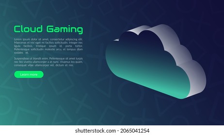 Cloud gaming concept, modern technologies. Vector illustration of a cloud on the background of an abstract gamepad made of various game elements. Design template for web banners, sites.