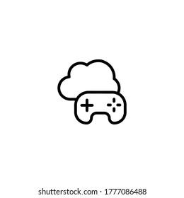 Icono de juego en la nube en el icono de estilo de línea negra, estilo aislado en el fondo blanco
