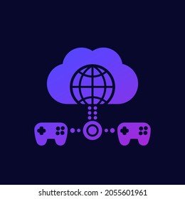 Cloud gaming icon with game controllers