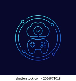 Icono de vector de línea de juegos en la nube