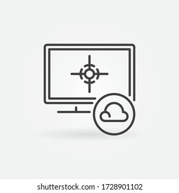 Cloud Gaming on Computer vector concept icon or symbol in thin line style