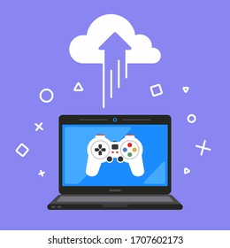 cloud gaming. online game to remove. flat vector illustration