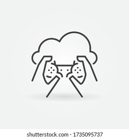 Cloud-Gaming-Umrisssymbol - Vektor-Spiel aus der Ferne eines linearen Wolkenkonzeptsymbols oder Logoelements