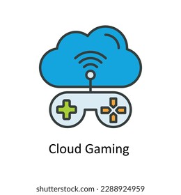 Cloud Gaming Vector   fill outline Icons. Simple stock illustration stock