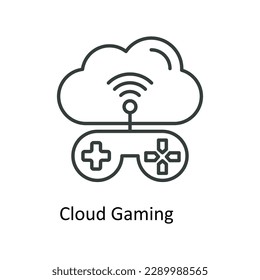 Vector de juegos en la nube    iconos de esquema. Material gráfico simple