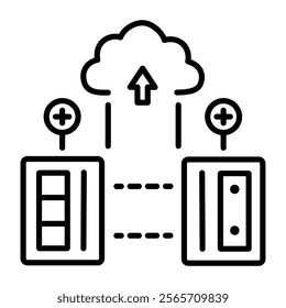 Cloud gateway icon in linear style 