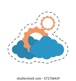 cloud gear corporate business technology cut line vector illustration eps 10