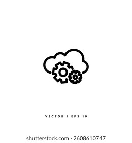Cloud Gear Icon. Editable Stroke