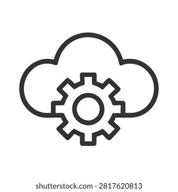 Cloud with gear icon in simple design Vector, illustration