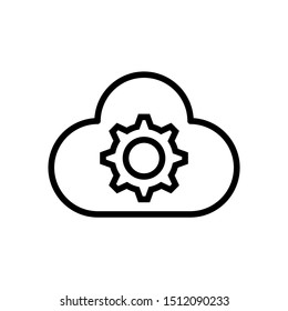 Cloud and gear icon vector. Modern line art style minimal design