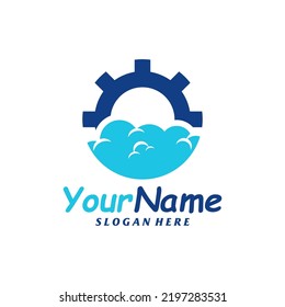 Cloud Gear Logo Design Template. Cloud logo concept vector. Creative Icon Symbol