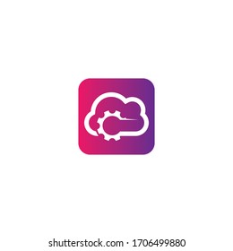 Cloud gear logo vector icon design