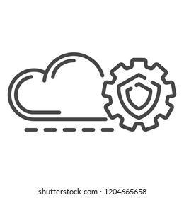 Cloud gear secured icon. Outline cloud gear secured vector icon for web design isolated on white background