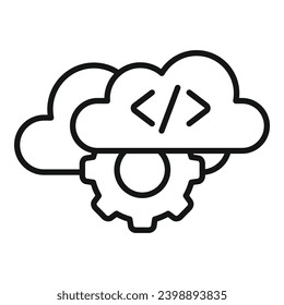 Cloud gear support icon outline vector. Mobile server app. Code interface