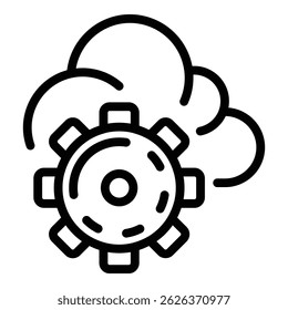 Icono del sistema de engranajes de la nube. Icono de Vector del sistema de engranaje de nube de contorno para el Diseño web aislado en el fondo blanco