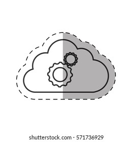cloud gear teamwork technology thin line vector illustration eps 10