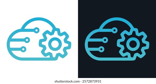 cloud gear tech icon logo technology abstract vector