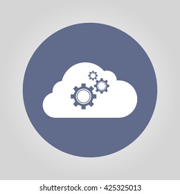 cloud with gears. Flat design style eps