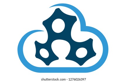 Cloud with gears line icon, outline vector sign, cogwheel cloud logo